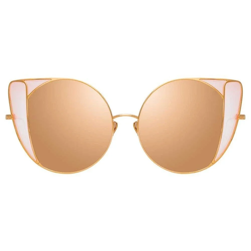 Linda Farrow 854 C6 Austin Oversized Cat Eye Sunglasses Rose Gold Titanium Frame